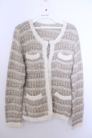 画像: INGEBORG / ボーダーミックスニットカーディガン 9 アイボリー×ベージュ O-26-01-29-1060-LO-JA-IG-OS