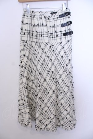 画像: INGEBORG / ベルテッドツイードロングスカート S オフシロ×クロ O-26-01-29-1063-LO-SK-IG-OS