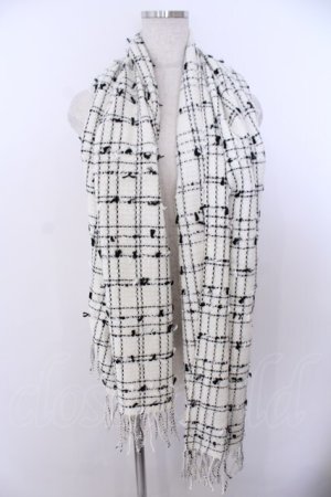 画像: INGEBORG / 格子ツイードストール  シロ×クロ O-26-01-29-1067-LO-ZA-IG-OS