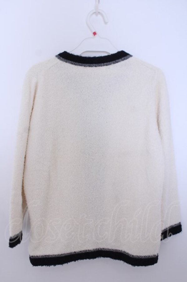 画像3: INGEBORG / ポケットバイカラーカーディガン 3(9号) オフシロ×クロ O-26-01-29-1068-LO-JA-IG-OS (3)