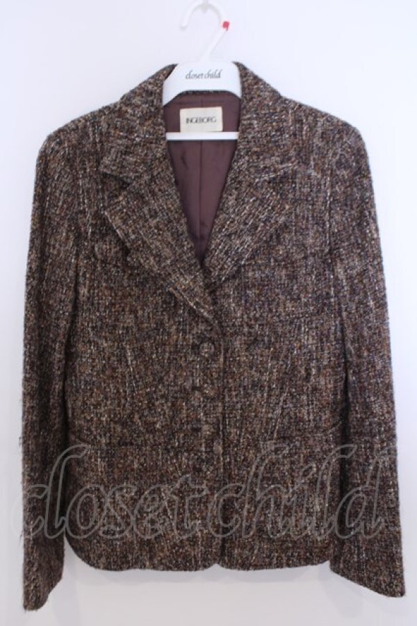 画像1: INGEBORG / ミックスツイードジャケット  ブラウン系 O-26-01-29-1076-LO-JA-IG-OS (1)
