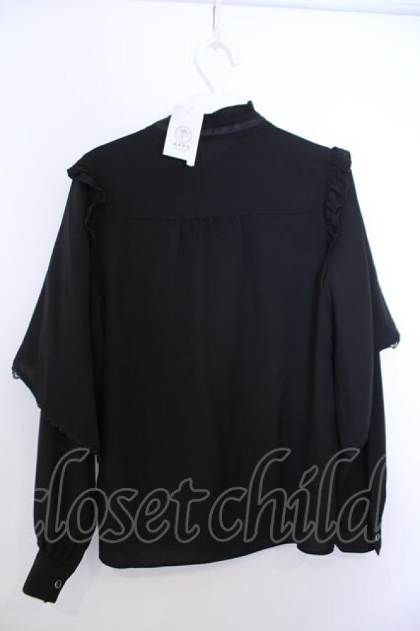 画像2: axes femme / レイヤードフレア袖ブラウス F クロ O-26-01-29-1009-AX-BL-OW-OS (2)