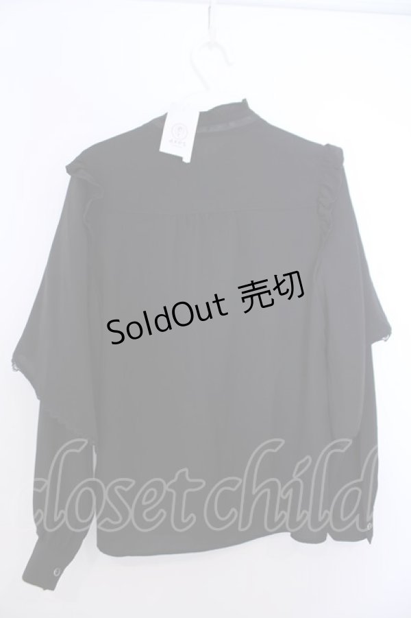 画像2: axes femme / レイヤードフレア袖ブラウス F クロ O-26-01-29-1009-AX-BL-OW-OS (2)