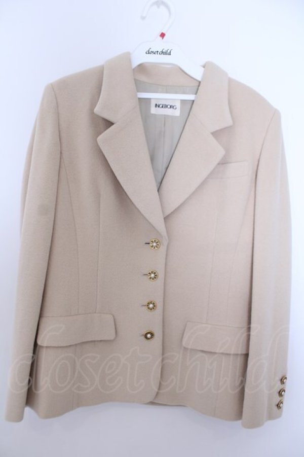 画像1: INGEBORG / アンゴラジャケット  ベージュ O-26-01-29-1078-LO-JA-IG-OS (1)