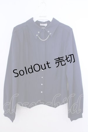 画像: axes femme / チェーン付コルセット風ブラウス F ネイビー O-26-01-29-1010-AX-BL-OW-OS