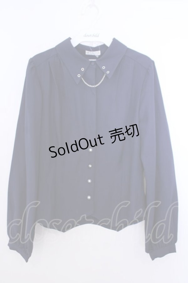 画像1: axes femme / チェーン付コルセット風ブラウス F ネイビー O-26-01-29-1010-AX-BL-OW-OS (1)