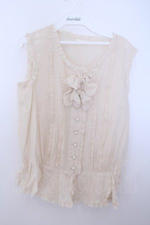 画像: INGEBORG / タックフリルリボンベスト  アイボリー O-26-01-29-1081-LO-BL-IG-OS