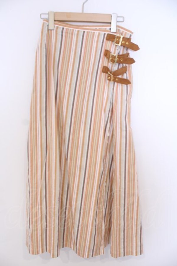 画像1: INGEBORG / ストライプキルト風スカート S オレンジ系 O-26-01-29-1084-LO-SK-IG-OS (1)