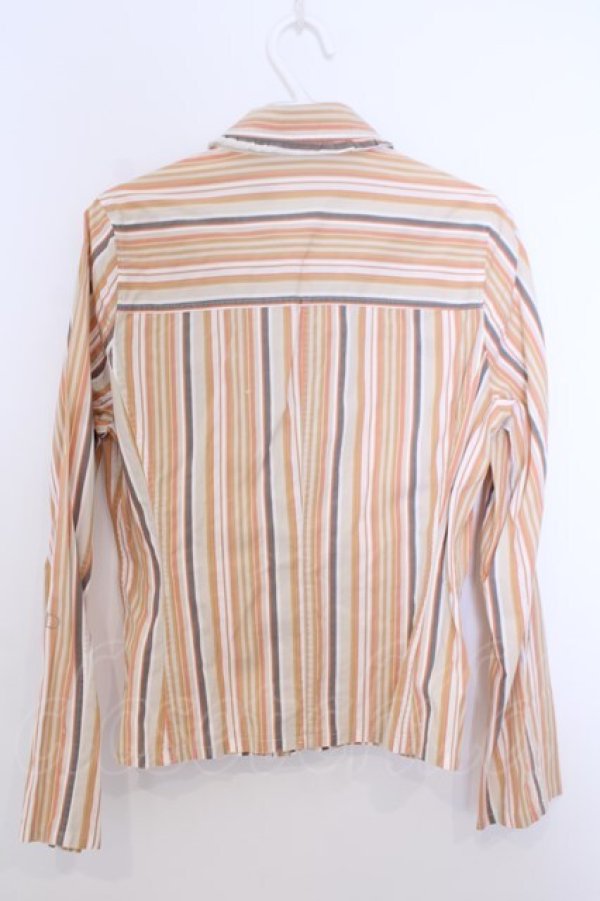 画像2: INGEBORG / ストライプポケットブラウス S オレンジ系 O-26-01-29-1085-LO-BL-IG-OS (2)