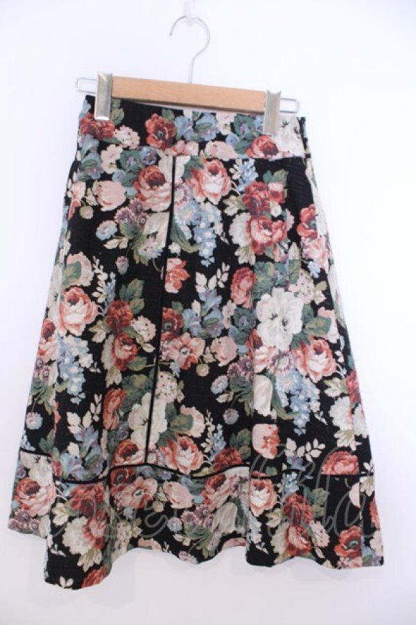 画像1: INGEBORG / フラワー総柄フレアースカート 3(9号) クロ O-26-01-29-1092-LO-SK-IG-OS (1)