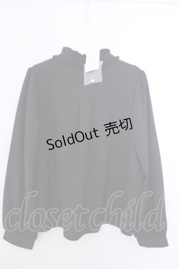 画像3: axes femme / カメオ×ジャボブローチ付ブラウス M クロ O-26-01-29-1011-AX-BL-OW-OS (3)