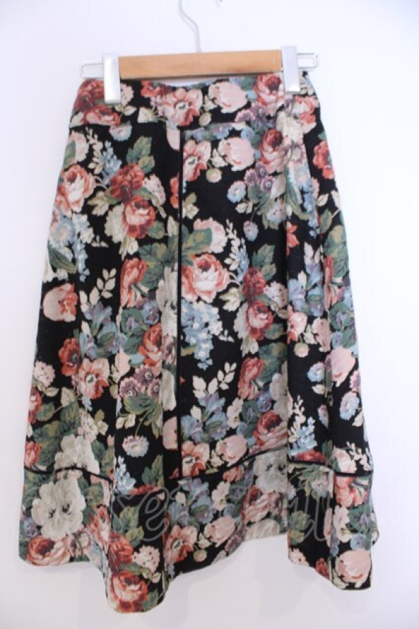 画像3: INGEBORG / フラワー総柄フレアースカート 3(9号) クロ O-26-01-29-1092-LO-SK-IG-OS (3)