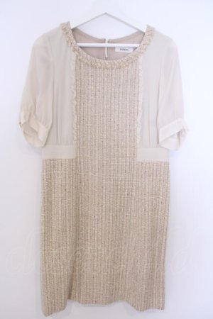 画像: INGEBORG / ラメツイード切り替えワンピース 3(9号) アイボリー×ベージュ O-26-01-29-1095-LO-OP-IG-OS