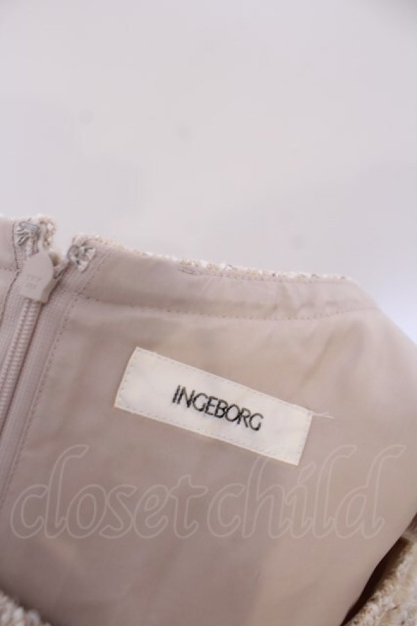 画像2: INGEBORG / ラメツイード切り替えワンピース 3(9号) アイボリー×ベージュ O-26-01-29-1095-LO-OP-IG-OS (2)
