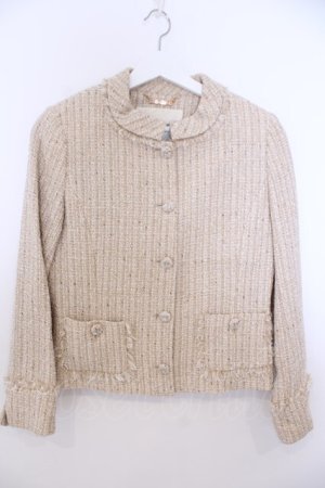 画像: INGEBORG / ラメツイードフリンジジャケット  アイボリー O-26-01-29-1096-LO-JA-IG-OS