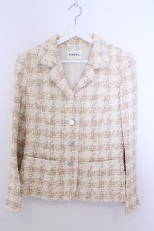 画像: INGEBORG / ツイードシフォン巻きジャケット S アイボリー×ベージュ O-26-01-29-1097-LO-JA-IG-OS