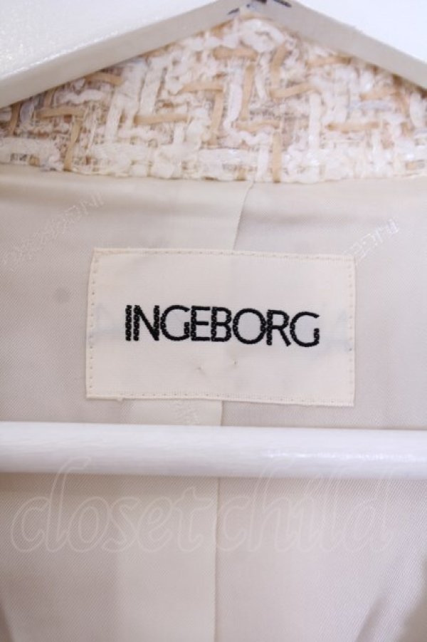 画像2: INGEBORG / ツイードシフォン巻きジャケット S アイボリー×ベージュ O-26-01-29-1097-LO-JA-IG-OS (2)