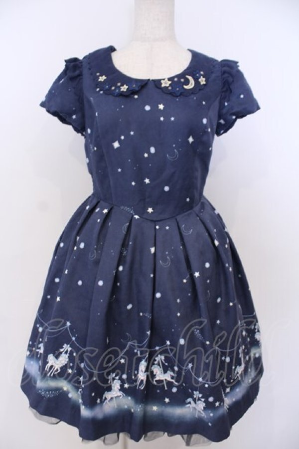 画像1: Secret Honey / 月と星のユニコーンワンピース 8 ネイビー O-26-01-29-1099-CA-OP-OW-OS (1)