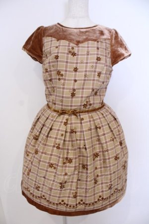 画像: Secret Honey / ベロア切り替えワンピース 2 ブラウン O-26-01-29-1100-CA-OP-OW-OS