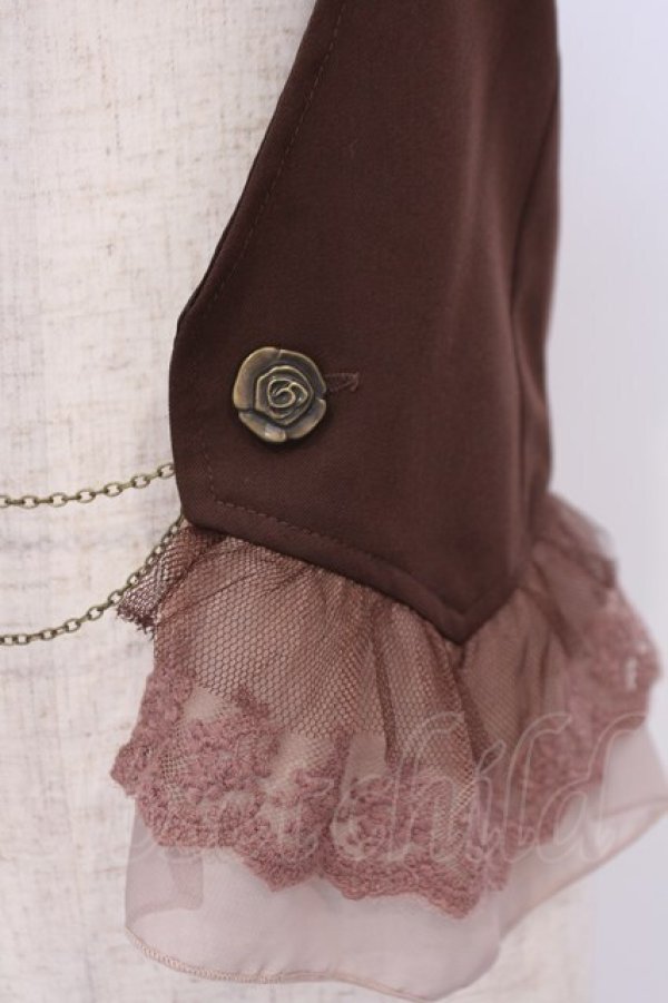 画像2: axes femme / シフォンチュールフリルホルターベスト M ブラウン O-26-01-29-1101-AX-TO-OW-OS (2)