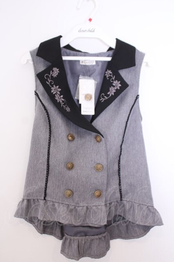 画像1: axes femme / 花刺繍レースアップベスト F グレー O-26-01-29-1013-AX-TO-OW-OS (1)