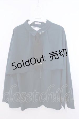 画像: axes femme / タイ付オーバーケープ風ブラウス F グリーン O-26-01-29-1014-AX-BL-OW-OS