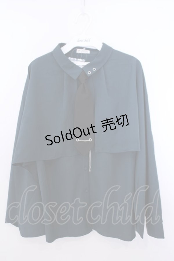 画像1: axes femme / タイ付オーバーケープ風ブラウス F グリーン O-26-01-29-1014-AX-BL-OW-OS (1)