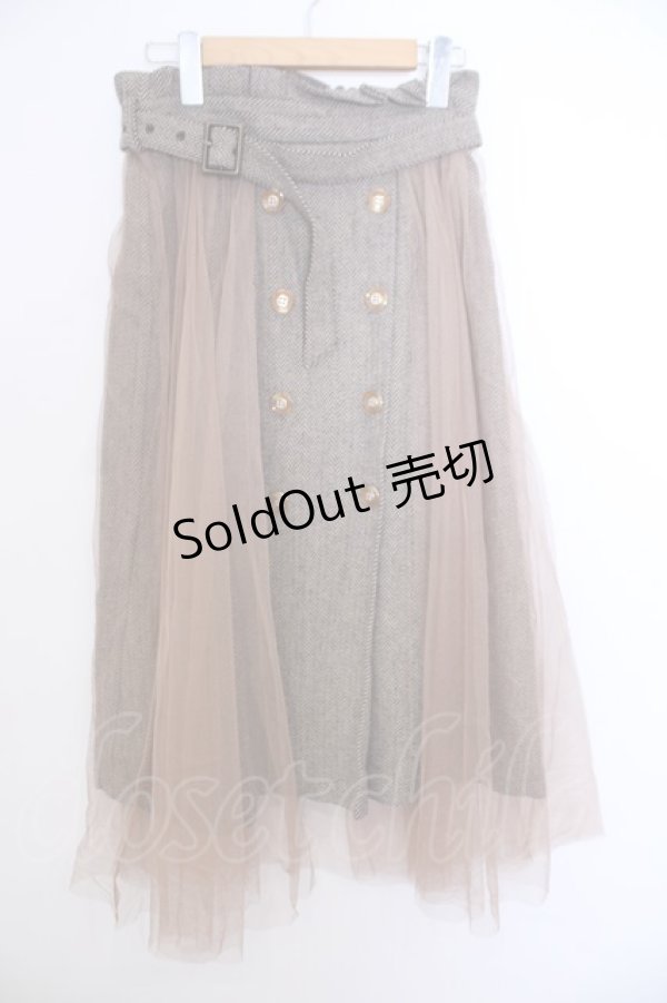 画像1: axes femme / Ｗスコッチ釦レイヤード風スカート F ベージュ O-26-01-29-1019-AX-SK-OW-ZT0209L (1)