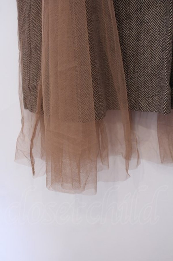 画像2: axes femme / Ｗスコッチ釦レイヤード風スカート F ベージュ O-26-01-29-1019-AX-SK-OW-OS (2)