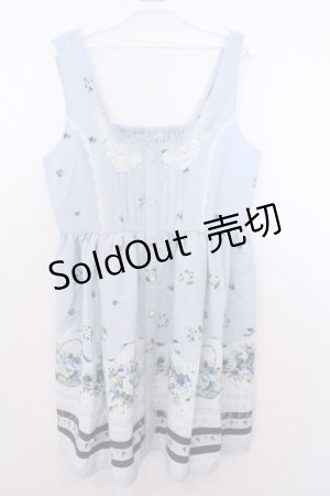 画像: axes femme / フローラルメルヘン柄ワンピース M サックス O-26-01-29-1020-AX-OP-IG-OS