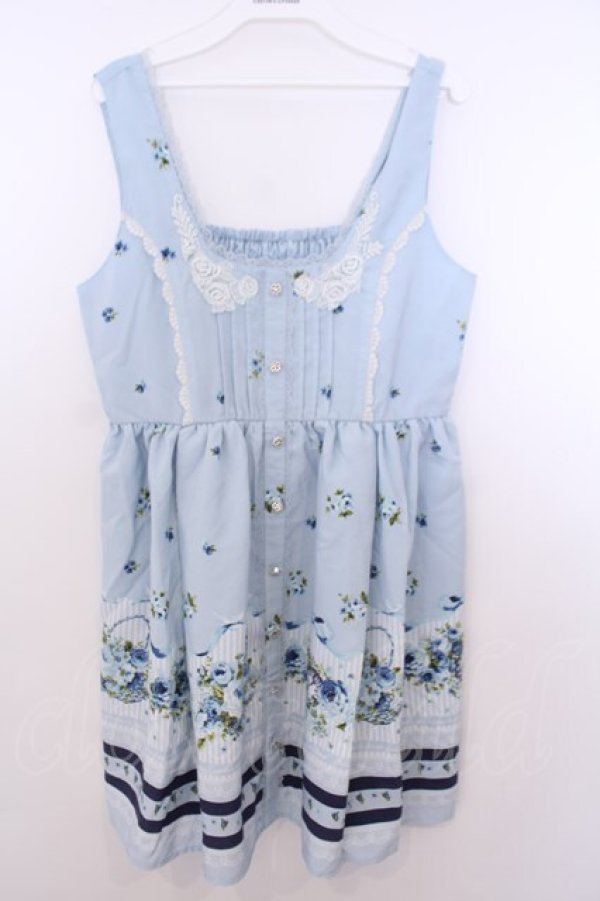 画像1: axes femme / フローラルメルヘン柄ワンピース M サックス O-26-01-29-1020-AX-OP-IG-OS (1)