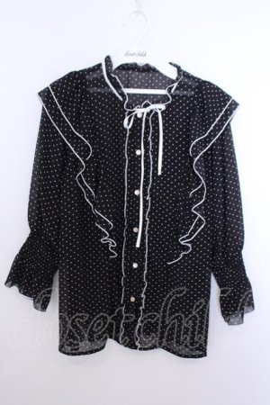 画像: axes femme POETIQUE / ドット配色リボンフリルブラウス M クロ O-26-01-29-1021-AX-BL-OW-OS