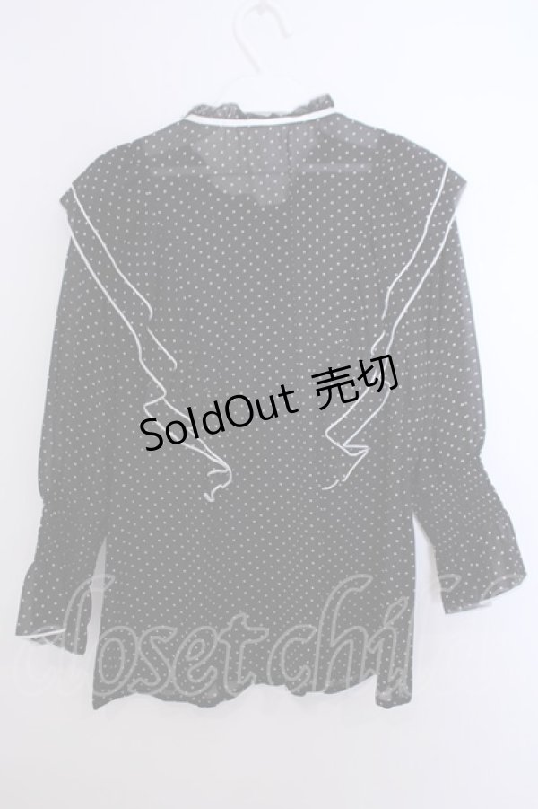 画像2: axes femme POETIQUE / ドット配色リボンフリルブラウス M クロ O-26-01-29-1021-AX-BL-OW-OS (2)