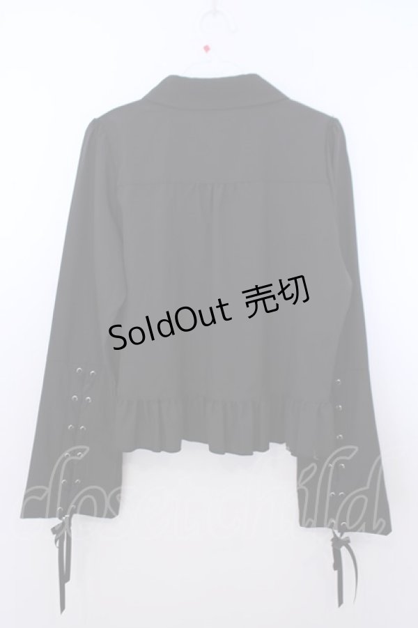 画像2: axes femme POETIQUE / レースアップデザインブラウス M クロ O-26-01-29-1022-AX-BL-OW-OS (2)