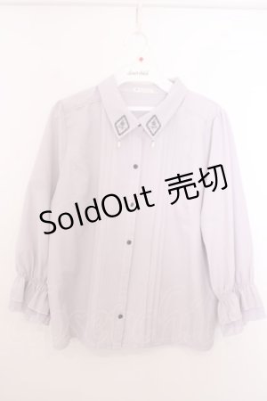 画像: axes femme / タイ付きフレームローズ刺繍ブラウス F ラベンダー O-26-01-29-1024-AX-BL-OW-OS