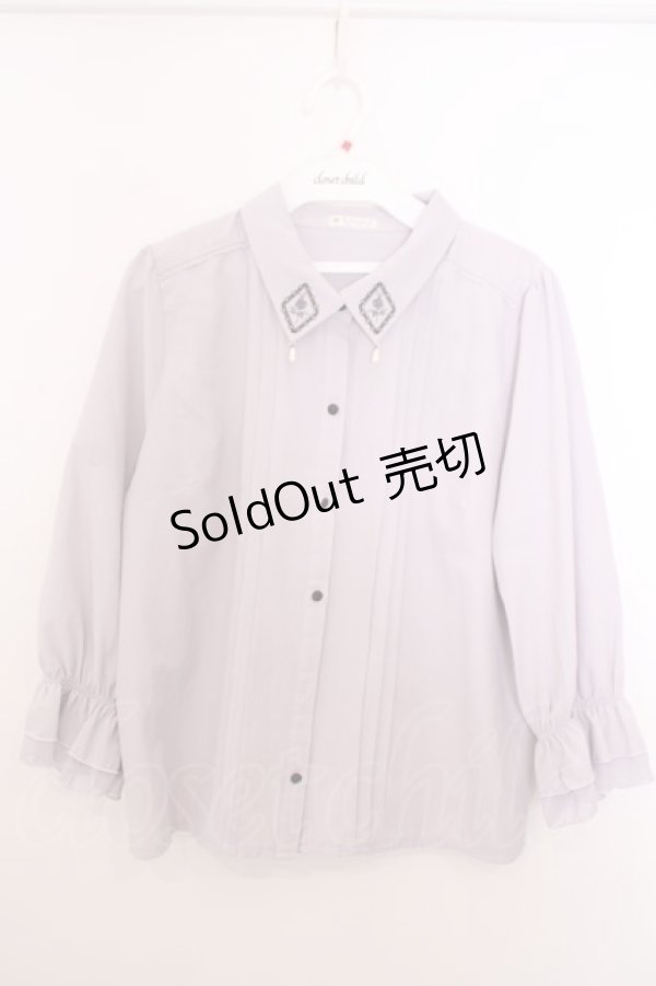 画像1: axes femme / タイ付きフレームローズ刺繍ブラウス F ラベンダー O-26-01-29-1024-AX-BL-OW-OS (1)