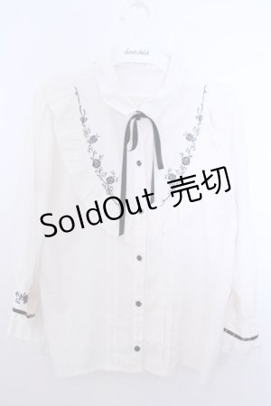 画像: axes femme / バラ刺繍ヨーク切替七分袖ブラウス M キナリ O-26-01-29-1026-AX-BL-OW-OS