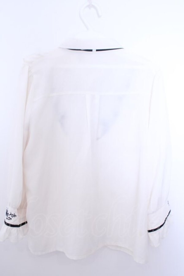 画像2: axes femme / バラ刺繍ヨーク切替七分袖ブラウス M キナリ O-26-01-29-1026-AX-BL-OW-OS (2)