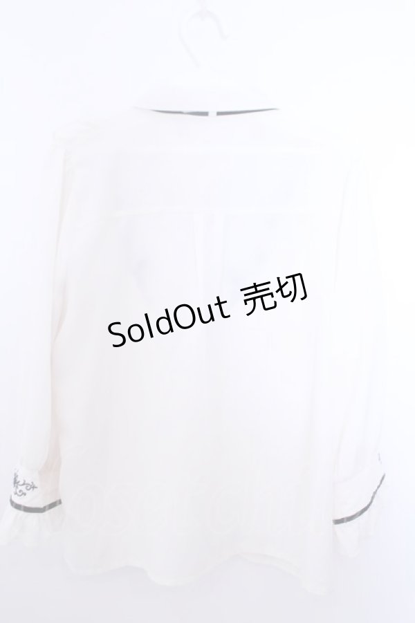 画像2: axes femme / バラ刺繍ヨーク切替七分袖ブラウス M キナリ O-26-01-29-1026-AX-BL-OW-OS (2)