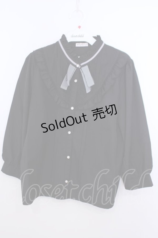 画像1: axes femme / カメオブローチ付シフォンブラウス【カメオブローチ欠品】 F クロ O-26-01-29-1028-AX-BL-OW-OS (1)