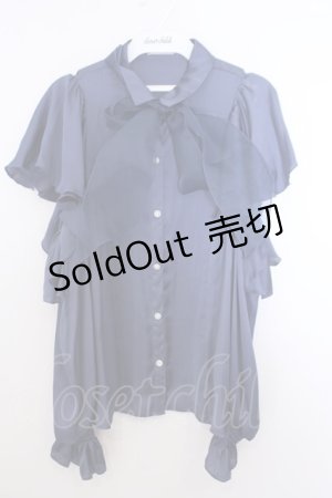 画像: axes femme / ボウタイ付オフショルブラウス M ブルー O-26-01-29-1029-AX-BL-OW-OS