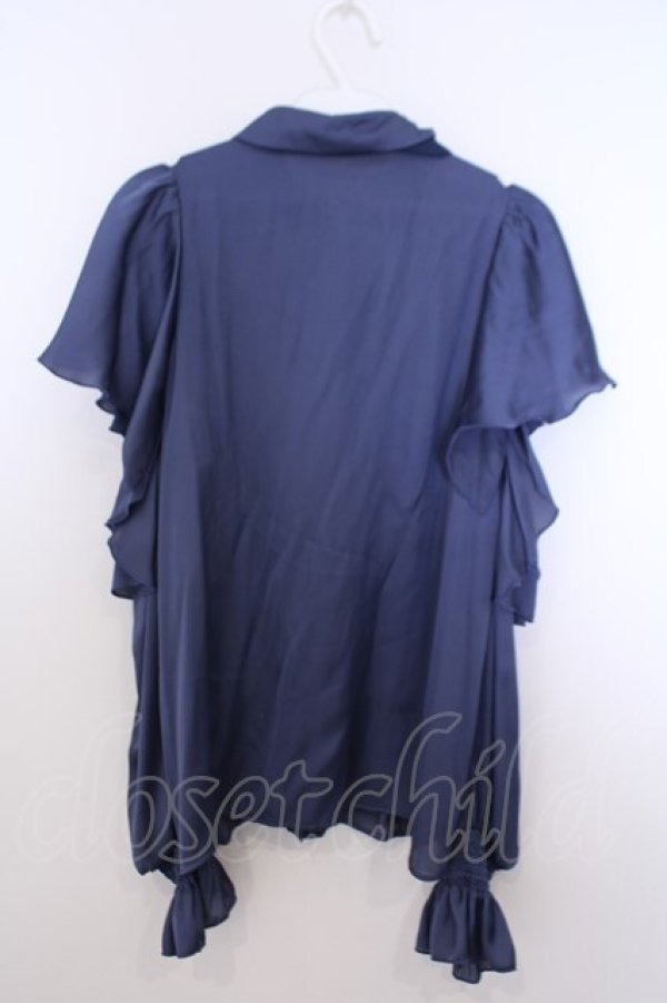 画像2: axes femme / ボウタイ付オフショルブラウス M ブルー O-26-01-29-1029-AX-BL-OW-OS (2)