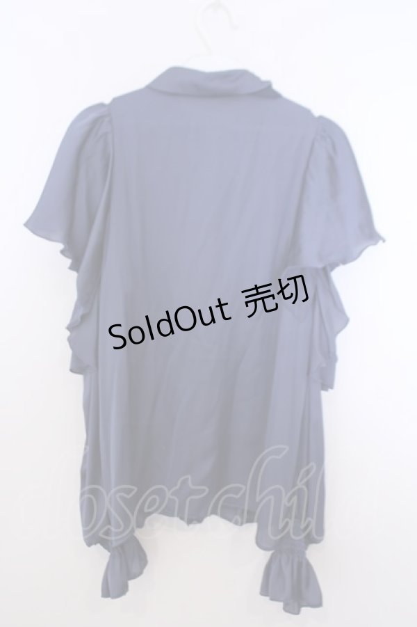 画像2: axes femme / ボウタイ付オフショルブラウス M ブルー O-26-01-29-1029-AX-BL-OW-OS (2)