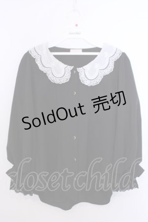 画像: axes femme POETIQUE / スカラップ刺繍襟ブラウス M クロ O-26-01-29-1032-AX-TO-OW-OS