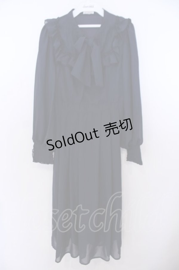 画像1: axes femme / ラッフルフリルシフォンワンピース M ネイビー O-26-01-29-1004-AX-OP-OW-OS (1)