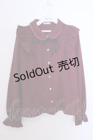 画像: axes femme POETIQUE / リボン付丸襟長袖ブラウス M ワイン O-26-01-29-1034-AX-BL-OW-OS