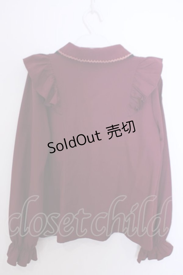 画像2: axes femme POETIQUE / リボン付丸襟長袖ブラウス M ワイン O-26-01-29-1034-AX-BL-OW-OS (2)