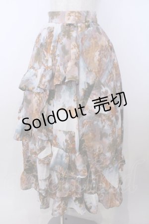 画像: axes femme NOSTALGIE / 天使柄フリルロングスカート M サックス系 O-26-01-29-1037-AX-SK-OW-OS