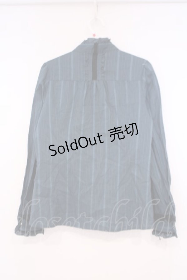 画像4: axes femme / タイ付きストライプJQブラウス M グリーン O-26-01-29-062-AX-BL-OW-OS (4)