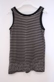 画像2: ALGONQUINS / 刺繍入りストライプタンク F ブラック×チャコールグレー O-26-01-29-065-AL-TO-OW-OS (2)
